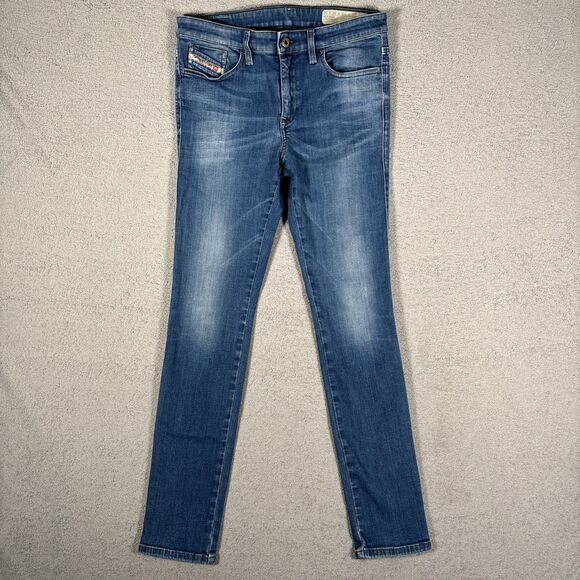 Diesel Skinzee Jeans Women’s Size 30x30 Medium Wash Distressed Super Slim Skinny - Picture 1 of 15